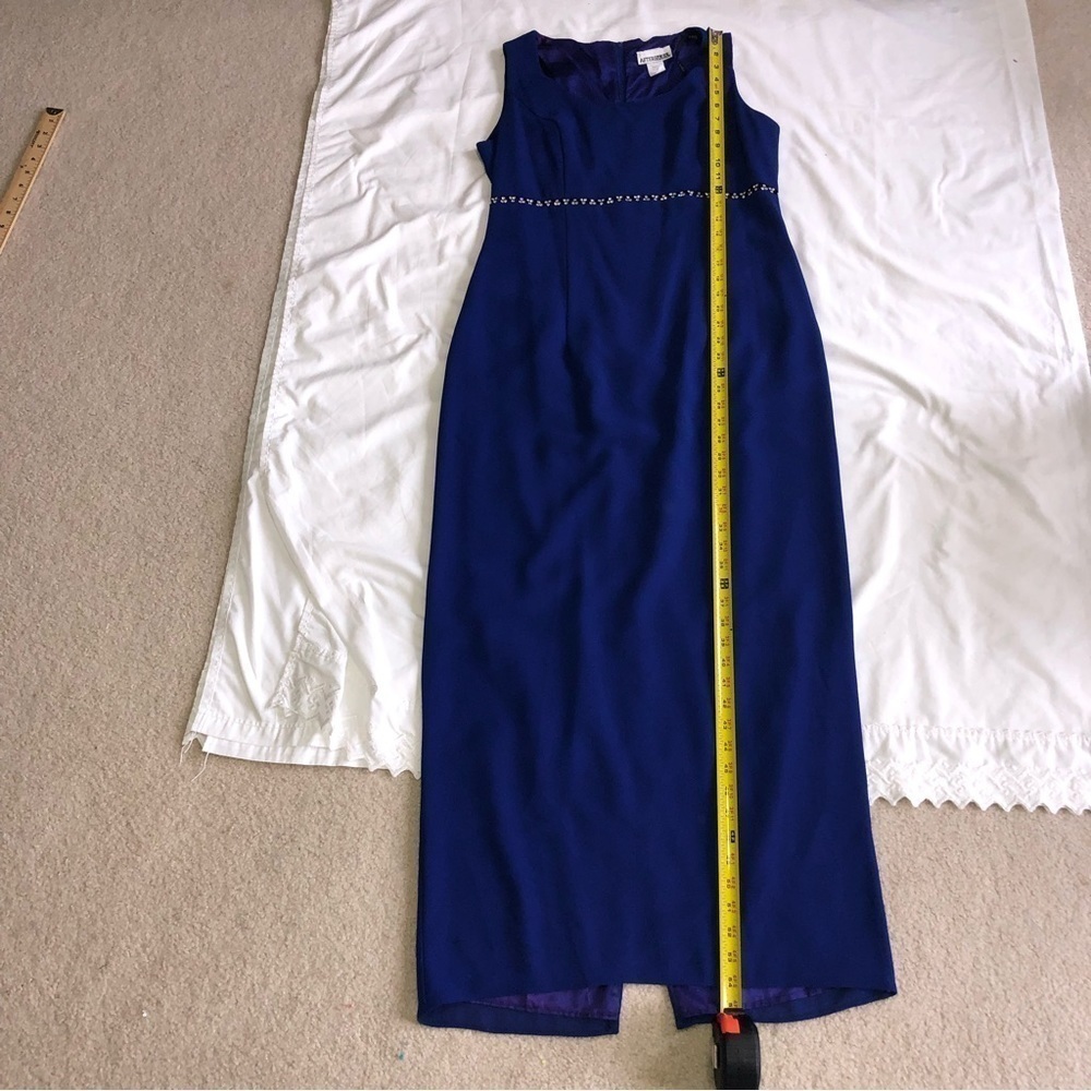 After Dark Evening Gown Blue Rhinestones Formal Prom Sleeveless - Picture 6 of 12